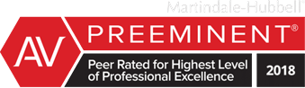 AV Preeminent, Peer Rated for Highest Level of Professional Excellence 2018